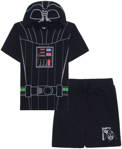 Toddler and Little Boys Darth Vader Cosplay Hooded T-shirt and Shorts, 2 Pc Set