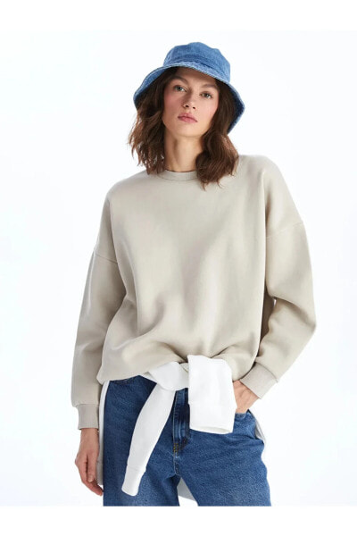 LCW Vision Bisiklet Yaka Oversize Kadın Sweatshirt