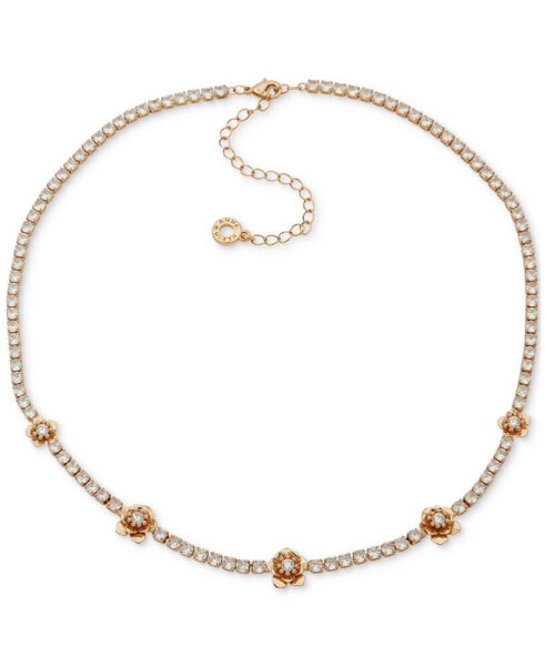 Gold-Tone Crystal Tennis Collar Necklace, 16" + 3" extender
