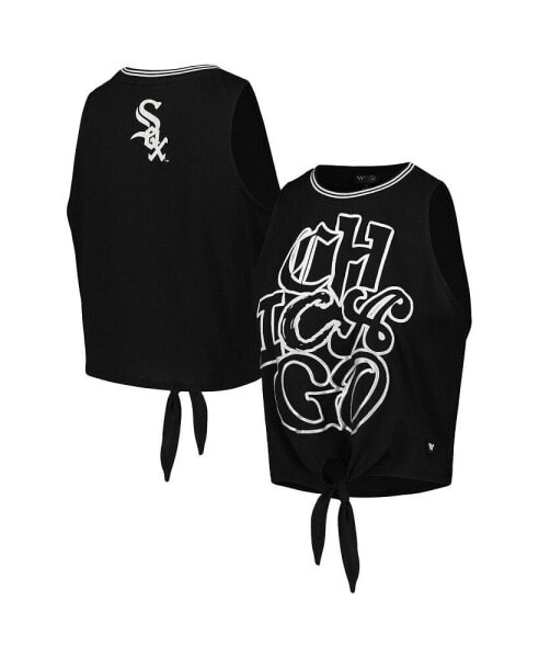 Women's Black Chicago White Sox Twisted Tie Front Tank Top