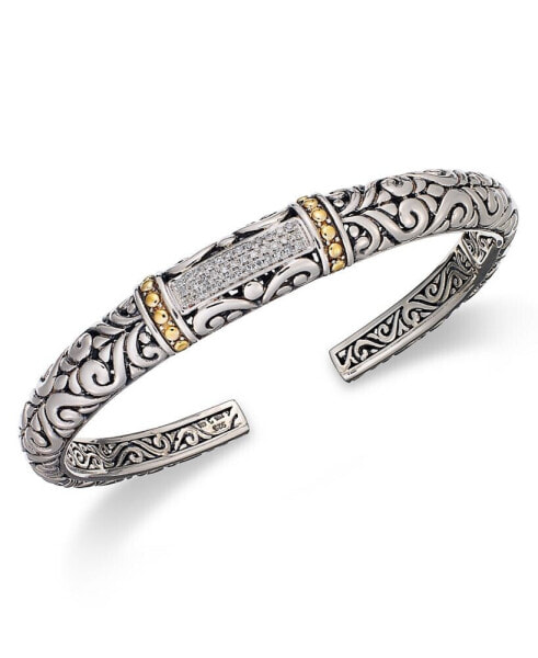 Balissima by EFFY® Diamond Swirl Bangle (1/6 ct. t.w.) in 18k Gold and Sterling Silver