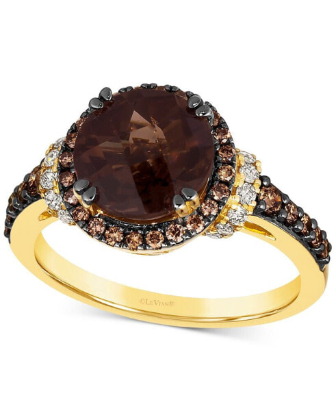 Chocolate Quartz (2-3/4 ct. t.w.) & Diamond (5/8 ct. t.w.) Halo Ring in 14k Gold