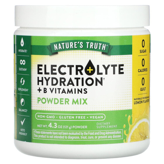 Electrolyte Hydration + B Vitamins, Powder Mix, Lemon, 4.3 oz (121 g)
