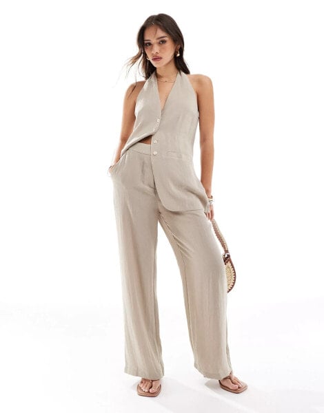 Pretty Lavish tailored trouser co-ord in taupe