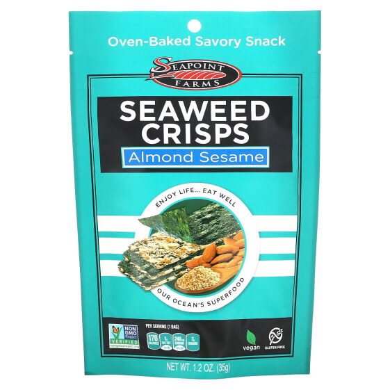 Seapoint Farms, чипсы из морских водорослей, миндаль и кунжут, 35 г (1,2 унции)