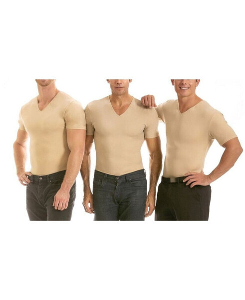 Insta Slim Men's 3 Pack Compression Short Sleeve V-Neck T-Shirts
