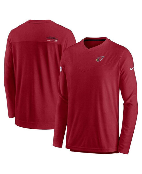 Men's Cardinal Arizona Cardinals 2022 Sideline Coach Chevron Lock Up Performance Long Sleeve T-shirt