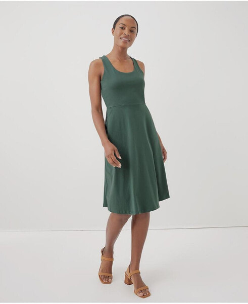 Women's Organic Cotton Fit & Flare Tie-Back Dress