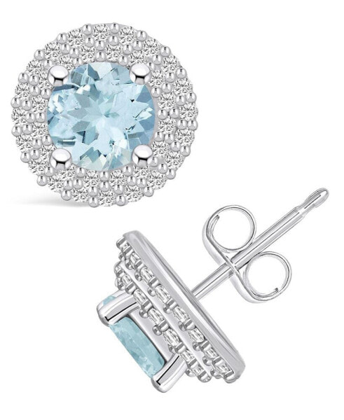 Серьги Macy's Aquamarine Halo