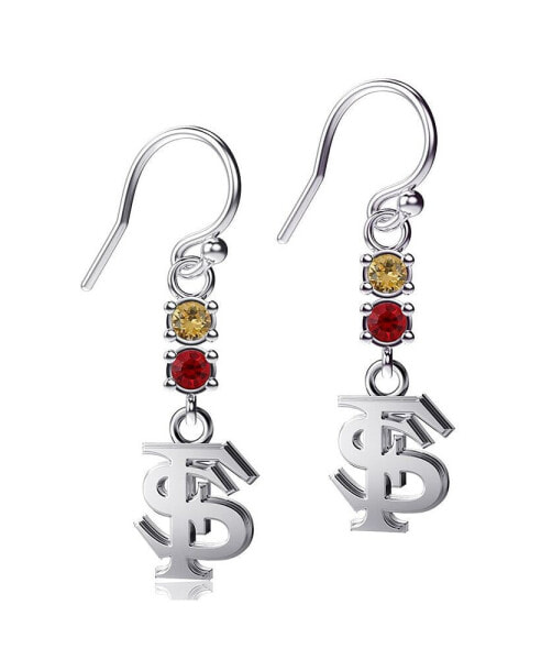 Women's Florida State Seminoles Silver-Tone Dangle Crystal Earrings