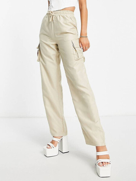 Rebellious Fashion cargo trousers in stone