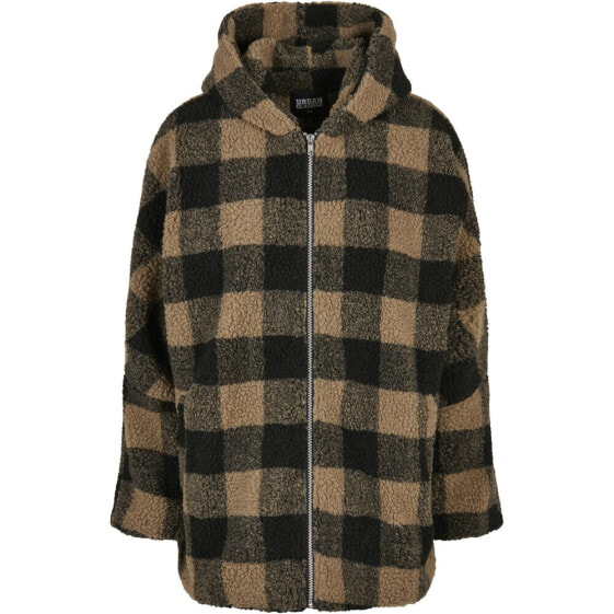 URBAN CLASSICS Hooded Oversized Check Sherpa jacket