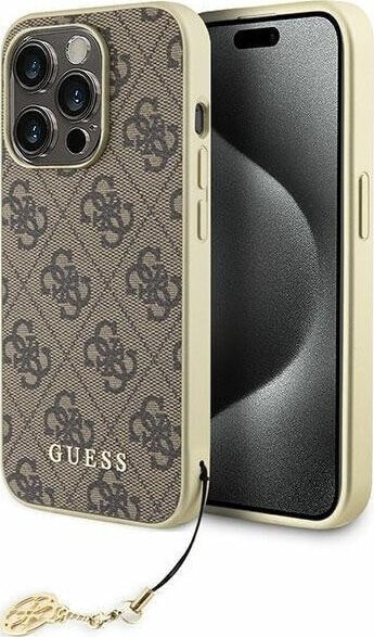 Guess Guess GUHCP15LGF4GBR iPhone 15 Pro 6.1" brązowy/brown hardcase 4G Charms Collection