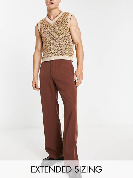 ASOS DESIGN smart flared trousers in brown