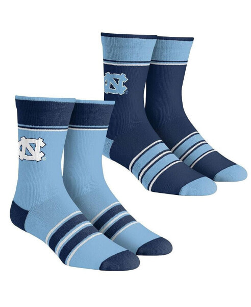 Men's and Women's Socks North Carolina Tar Heels Multi-Stripe 2-Pack Team Crew Sock Set