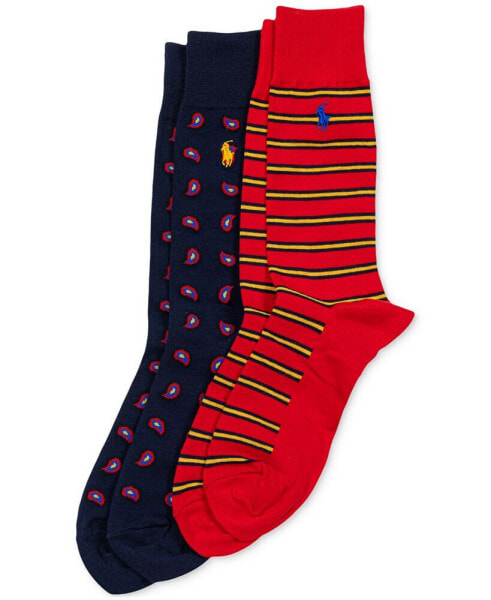 Men's 2-Pk. Paisley & Stripes Slack Socks
