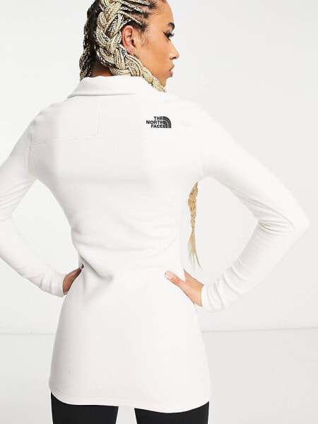 The North Face Glacier 1/4 zip fleece dress with neck logo in cream Exclusive at ASOS