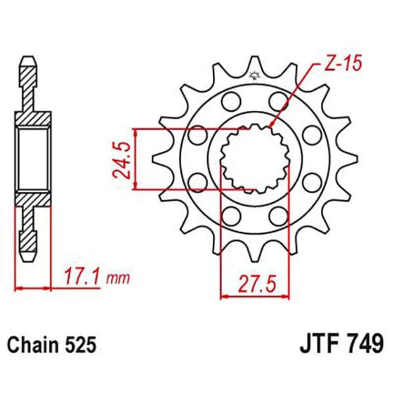 JT SPROCKETS 525 JTF749.15 Steel front sprocket