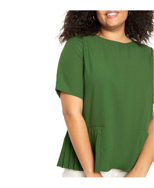 Plus Size Pleated Hem Top - 24, Aurantium