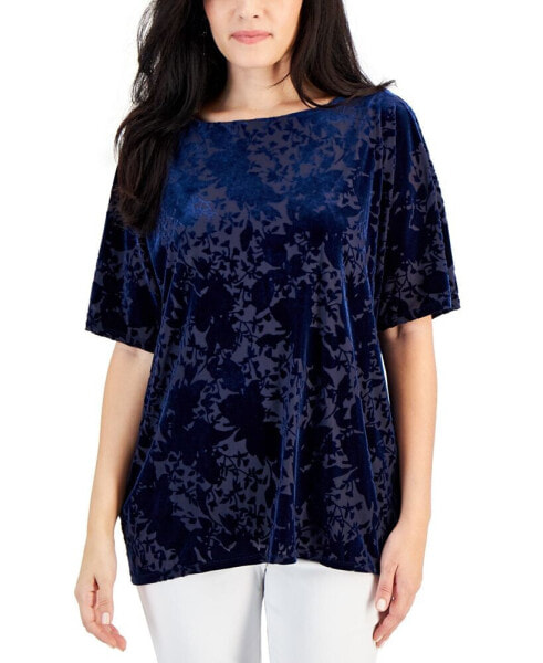 Women's Velvet Burnout Short-Sleeve Top, Created for Macy's