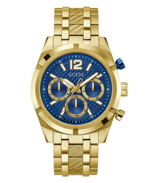 Guess Herren Multifunkion Armbanduhr RESISTANCE gold, blau 44 mm GW0714G2