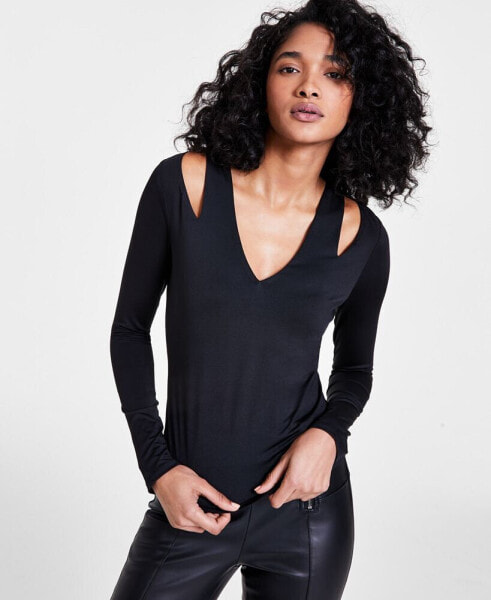 Women's V-Neck Cutout Top, Created for Macy's