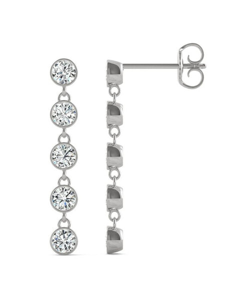 Moissanite Bezel Drop Earrings 1 ct. t.w. Diamond Equivalent in 14k White Gold