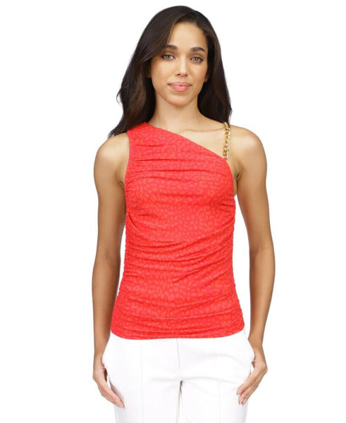 Women's Ruched Chain-Shoulder Top