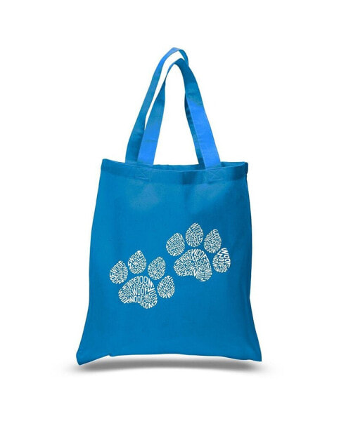 Woof Paw Prints - Small Word Art Tote Bag