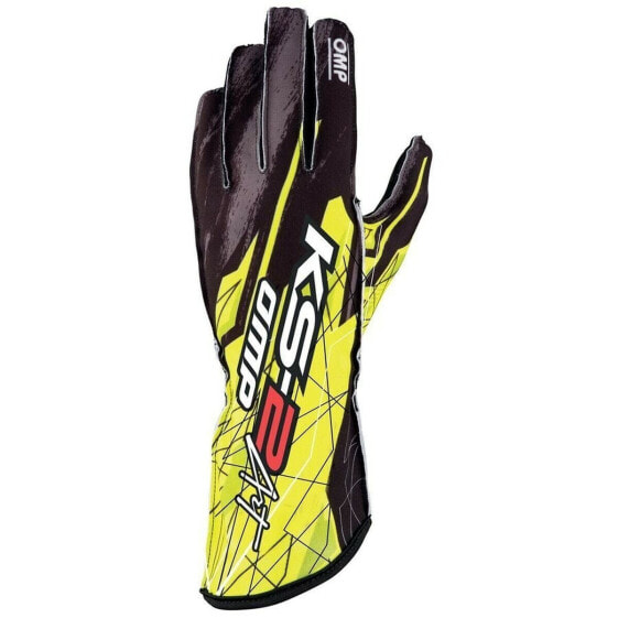 Karting Gloves OMP KS-2 ART Yellow/Black Black Black/Yellow S