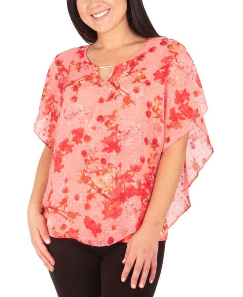 Petite Poncho Top with Keyhole Neckline