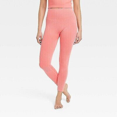 Women's High-Rise Ribbed Seamless 7/8 Jeggings - JoyLab Coral Pink XS