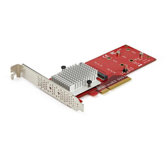 StarTech.com Dual M.2 PCIe SSD Adapter Card - x8 / x16 Dual NVMe or AHCI M.2 SSD to PCI Express 3.0 - M.2 NGFF PCIe (M-Key) Compatible - Supports 2242 - 2260 - 2280 - JBOD - Mac & PC - PCIe - M.2 - PCI 3.0 - Red - 3336103 h - CE - FCC - TAA - REACH