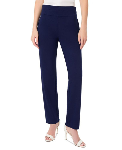 Women's Pull On High Double Wide Waistband Straight Leg Pants