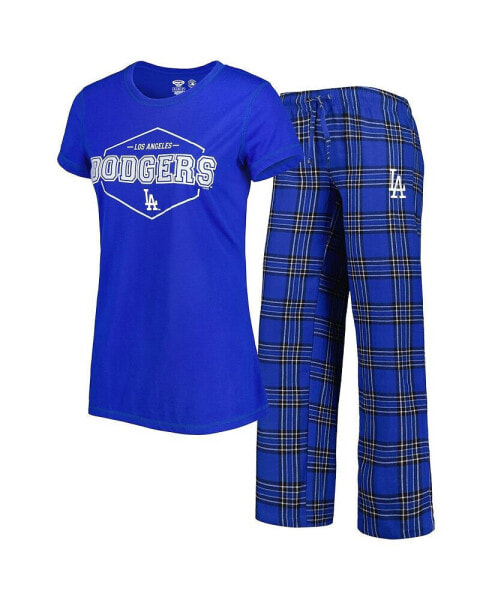 Women's Royal Los Angeles Dodgers Badge T-shirt and Pajama Pants Sleep Set