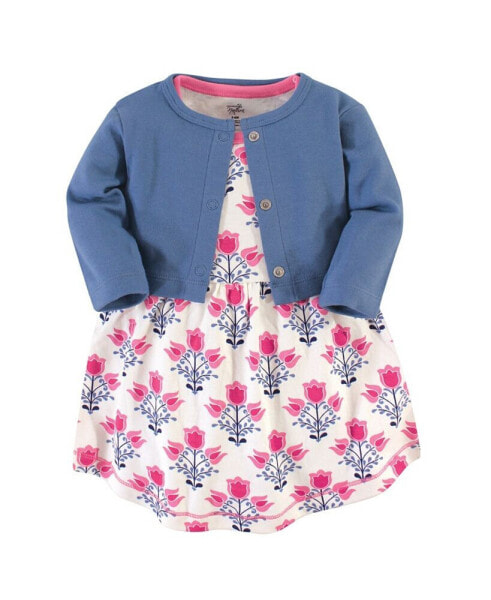 Костюм для малышей Touched by Nature платье и кардиган из органического хлопка, с абстрактным цветочным узором.