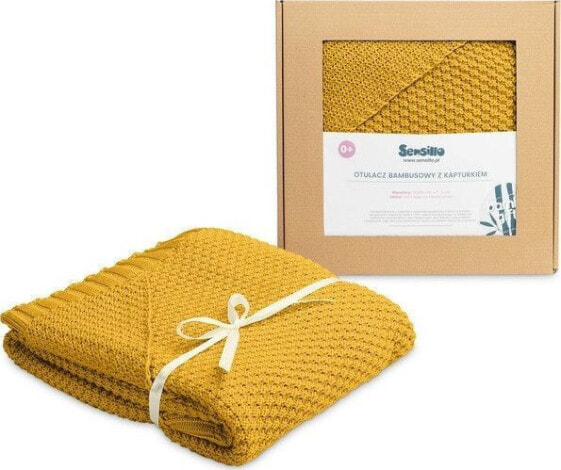 Sensillo OTULACZ Z KAPTURKIEM 100% BAMBOO GIFT MUSZTARDOWY