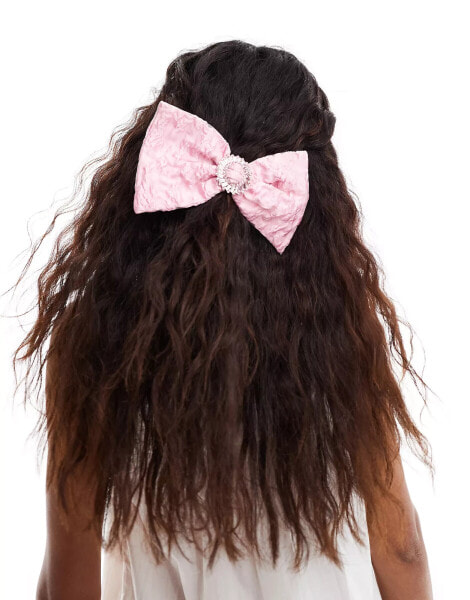 Dream Sister Jane jacquard hair bow in pink