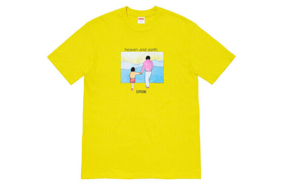 Supreme FW19 Week 1 Heaven and Earth Tee Sulfer 印花短袖T恤 男女同款 黄色 送礼推荐 / Футболка Supreme FW19 Week 1 Heaven and Earth Tee Sulfer T SUP-FW19-196