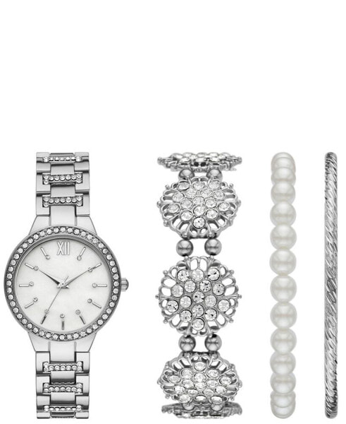 Women's Silver Bracelet Watch Gift Set, 35mm