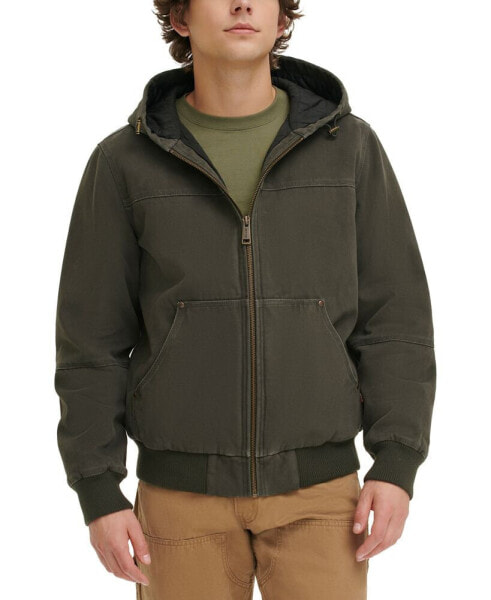 Men's Workwear Hoodie Bomber Jacket with Quilted Lining