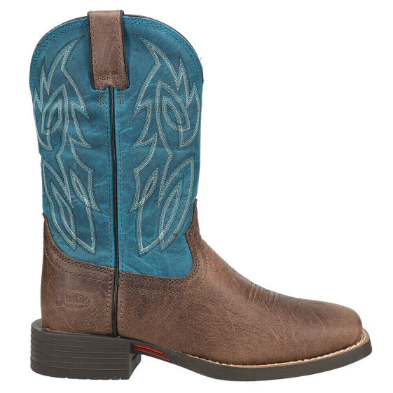 Justin Boots Canter Water Buffalo 11" Wide Embroidered Square Toe Mens Blue, Br