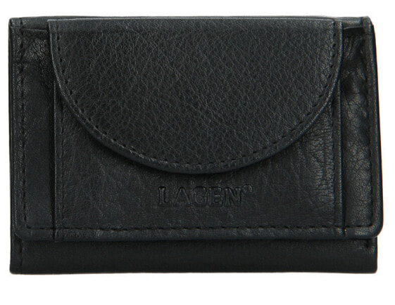 Leather mini wallet W-2030 Black