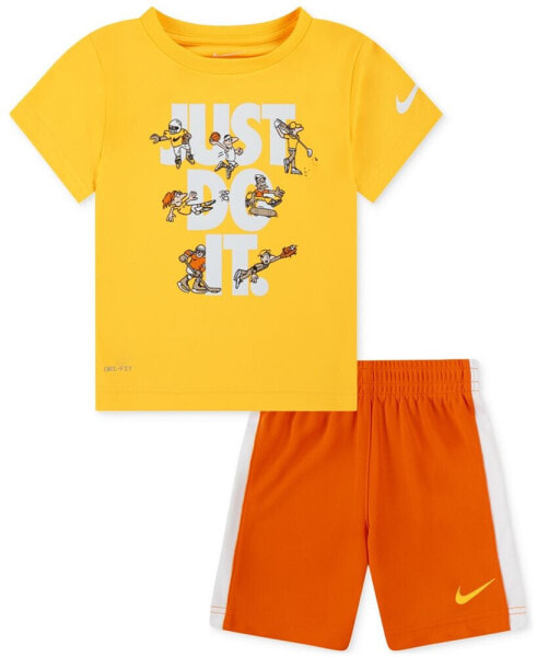Комплект детский Nike Тениска с графическим принтом Just Do It и шорты Tricot, 2 шт.