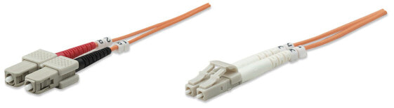 Intellinet Fiber Optic Patch Cable - OM2 - LC/SC - 3m - Orange - Duplex - Multimode - 50/125 µm - LSZH - Fibre - Lifetime Warranty - Polybag - 3 m - OM2 - LC - SC