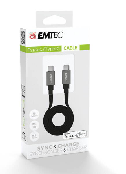 EMTEC T700C2 - 1.2 m - USB C - USB C - Black