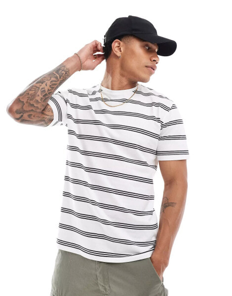 Brave Soul horizontal stripe t-shirt in white & black