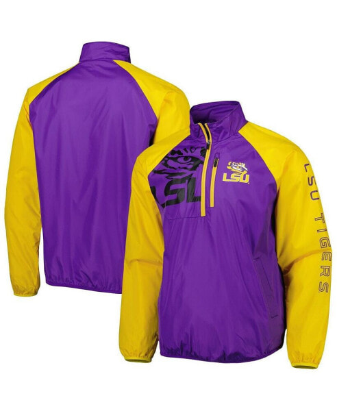 Men's Purple, Yellow LSU Tigers Point Guard Raglan Half-Zip Jacket