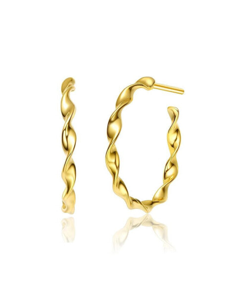 14K Gold Plated Open Hoop Earrings