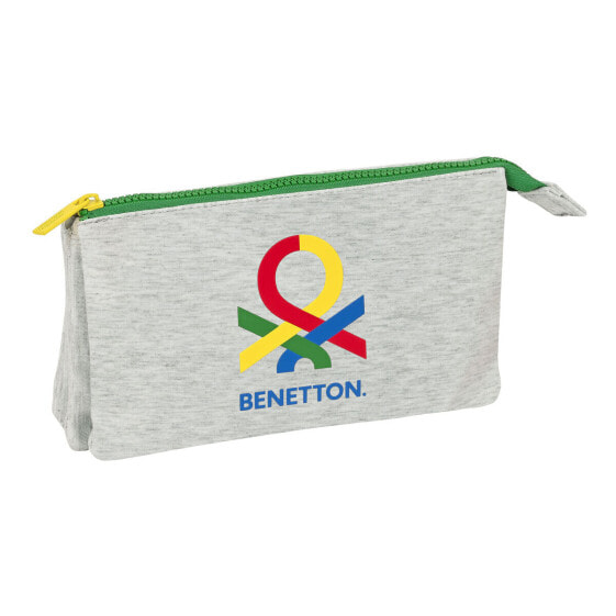 Тройной пенал Benetton Pop Серый (22 x 12 x 3 cm)